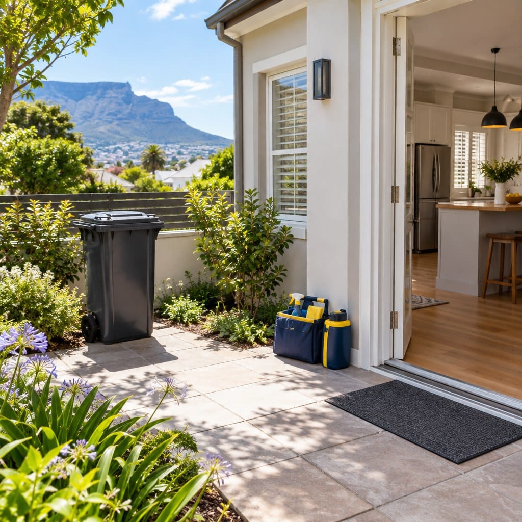 Tidy Cape Town patio and property with closed bins and pest prevention maintenance completed